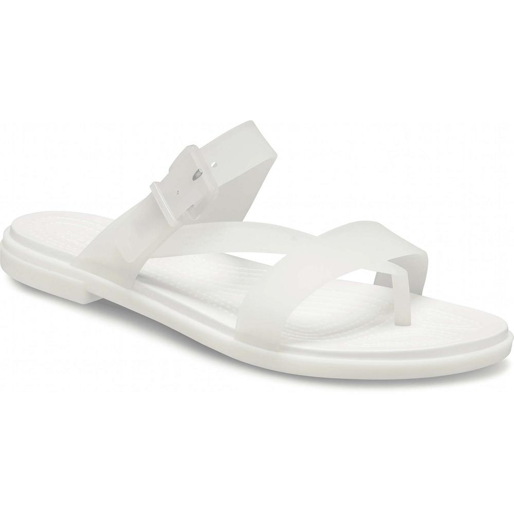 White Women's Crocs Tulum Translucent Toe Post Flip Flops | NZ 0192PJJQ